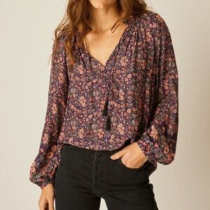 Natalie Martin Penny Silk Blouse in Petite Fleur Print Aubergine Floral - Small